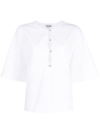 Ganni Geplooide blouse - Wit