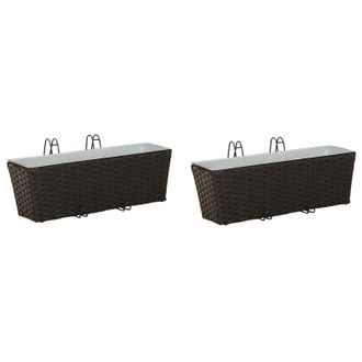 vidaXL Barandilla 2 Pcs Negro 50 X 17 X 17 Cm Metal Vidaxl