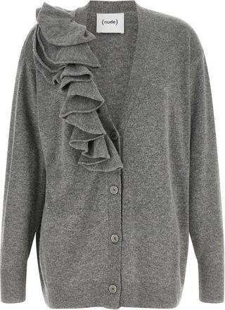 Nude Grey Knitted V Neck Cardigan