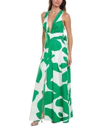 Milly Catarina Grand Foliage Poplin Maxi Dress