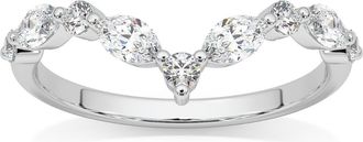 Pompeii3 60Ct Diamond Guard Insert V Shape Marquise Wedding Ring 10k Gold Lab Grown