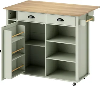 HOMCOM Isla de cocina 117.5x70x91 cm verde