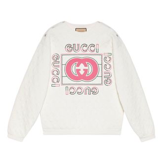Gucci (WMNS) Gucci Vintage Logo Quilted Sweatshirt White Pink 717400-XJEV9-9095