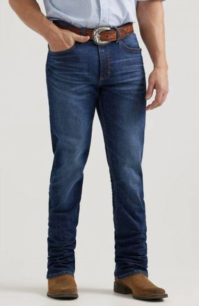 Wrangler Mens Ellison Vintage Slim Boot Cut Jean In Dark Blue
