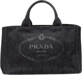 Prada Pre-owned Denim Satchel - Dames - Vintage Shopper - Zwart - ONE Size - Denim - Vintage