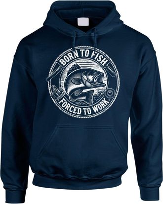 Bang Tidy Clothing Fishing Gifts For Men - Born To Fish Funny Slogan Hoodie For Him - Mens Fisherman Clothing HOOD-NAVY-XXL