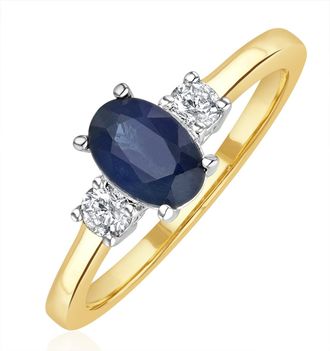 The Diamond Store Sapphire 1.00ct And Diamond 18K Gold Ring