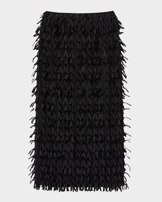 Lafayette 148 New York Ribbon Fringe Straight Midi Skirt