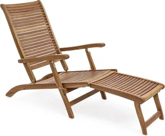 BIZZOTTO Poltrona Steamer Con Poggiapiedi Mod. Noemi In Legno Di Acacia
