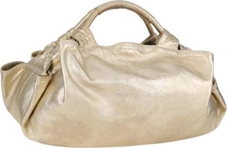 Loewe Anagram Logo Nappa Aire Hand Bag Leather Gold Leather Handbag (Pre-Owned)