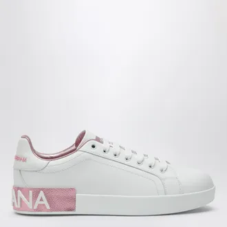 Dolce & Gabbana Sneakers Portofino bianca/rosa in pelle