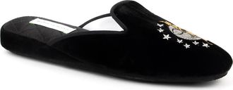 Patricia Green Sun Moon Star Embroidered Slipper in Black at Nordstrom, Size 10
