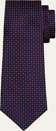 Kiton Mens Micro-Geometric Silk 7-Fold Tie