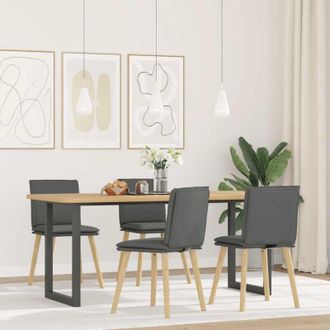 vidaXL Vidaxl - Sillas De Comedor Giratorias 4 Unidades Tela Gris Oscuro