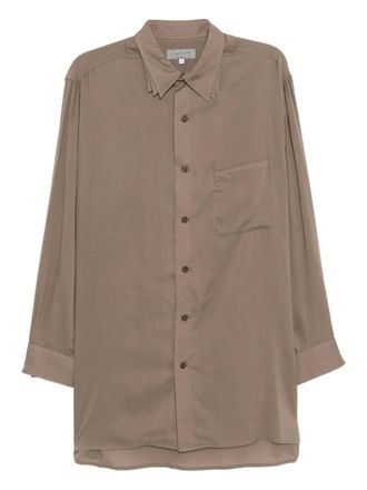 Yohji Yamamoto layered-collar shirt - men - Cellulose - 3 - Brown