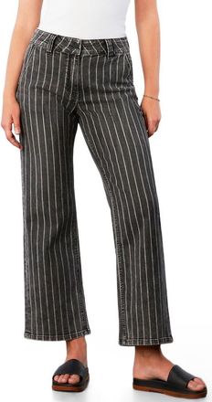 Wash Lab Denim Kellie High Waist Relaxed Straight Leg Jeans in Grey Denim Stripe at Nordstrom, Size 34