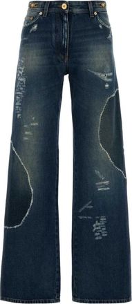 Versace Pant Denim Vintage Strong Wash With Whiskers And P - Dames - Loose Fit Jeans - Blauw - W26 - Denim - Jeans