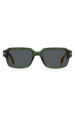 BOSS 53mm Rectangular Sunglasses in Green/Havana at Nordstrom Rack