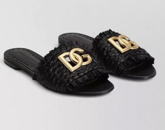 Dolce & Gabbana leather raffia flat sandals
