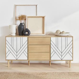 Sweeek 160cm Wooden-effect Sideboard in White