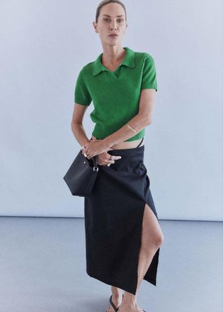 Mango Polo cotone maglia verde - Donna - XXS - MANGO