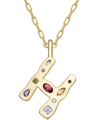 Genevive 14K Plated Cz Alphabetical Necklace
