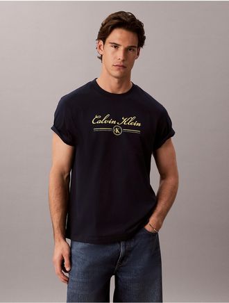 Calvin Klein Jeans Calvin Klein Mens Script Logo Graphic Tee - Blue - 2XL