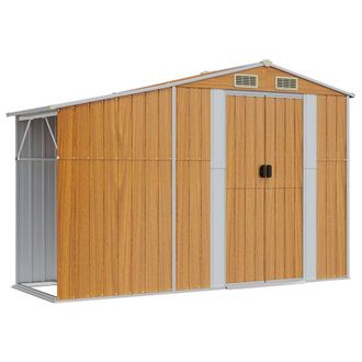 Berkfield Home Garden Shed Brown 277x93x179 cm Galvanised Steel | Size: 277 x 93 x 179 cm