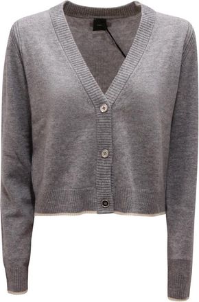 Pinko Stromboli Cardigan - Dames - Vesten - Grijs - M - Wol - Truien & Vesten