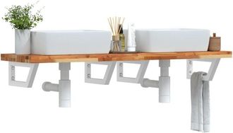 vidaXL Estante De Lavabo De Pared Acero Y Madera Maciza De Acacia Vidaxl