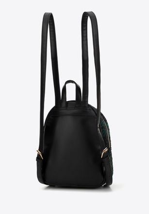 Wittchen Damesrugzak in zwart en groen polyester boucl&eacute;-materiaal