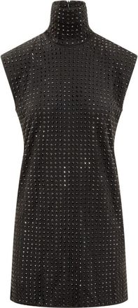 Sportmax Black Embellished Turtle Neck Mini Dress