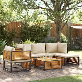 vidaXL Set De Sof&aacute;s De Jard&iacute;n Con Cojines 6 Pzas Madera Maciza Acacia Vidaxl