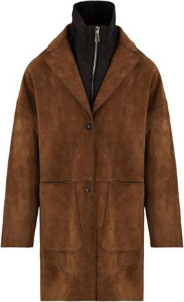 The Jackie Leathers Chaqueta de ante Angelique con panel frontal extra&iacute;ble - Coats - Mujer - Marr&oacute;n - 2XL
