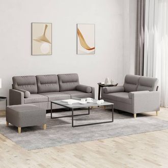 vidaXL Vidaxl - Juego De Sof&aacute;s Con Cojines 3 Piezas Tela Gris Taupe