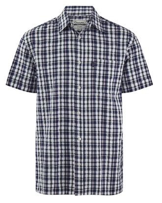 Champion Mens Croyde Seersucker Casual Short Sleeve Shirt - Blue - XL