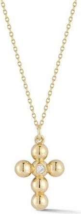 Ember Fine Jewelry 14K Gold Diamond Beaded Cross Pendant at Nordstrom Rack