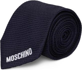 Moschino logo-embroidered tie - Blue