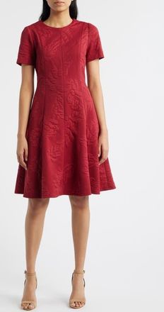 Julia Jordan Floral Jacquard Fit & Flare Dress in Burgundy at Nordstrom, Size 12