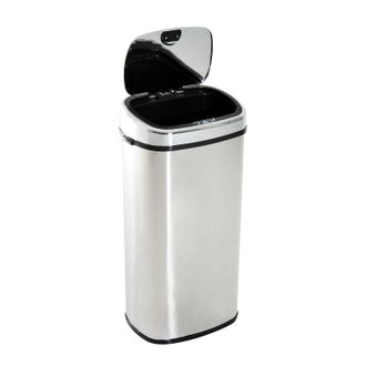 HOMCOM Cubo De Basura De Cocina De 68 Litros Con Apertura Autom&aacute;tica Mediante Sensor Infrarrojo Y Control T&aacute;ctil Manual, 40,5 X 29,5 X 78 Cm, Color Plata