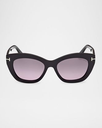 Tom Ford Linda-02 Polarized Acetate Cat-Eye Sunglasses