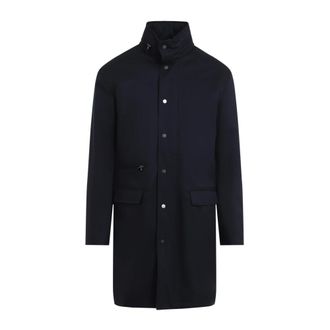 Kiton Coat - Heren - Mantel - Blauw - L - Polyester - Jassen