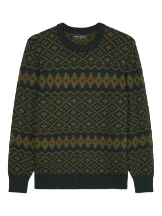 Marc O'Polo Trui met patroon en ronde hals - Blauw