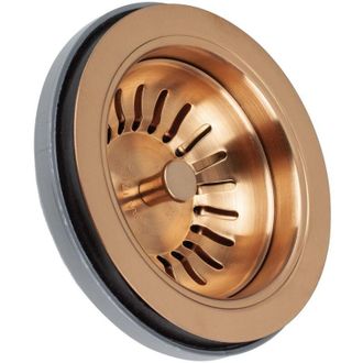 Lira Scarico a cestello con troppopieno rettangolare, diametro 90 mm, finitura bronzo satinato