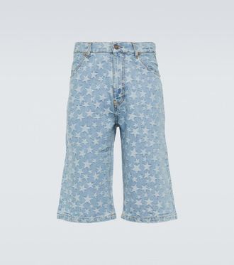ERL Jacquard cotton denim shorts