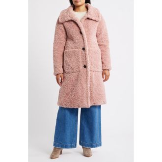 BCBGeneration Long Teddy Coat in Rose Pink at Nordstrom Rack, Size Large