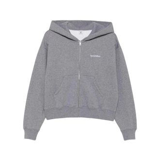 Sporty & Rich Sudadera con cremallera y bordado de logo - Sweatshirts & Hoodies - Mujer - Gris - M