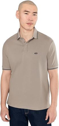 A|X Armani Exchange Stretch Cotton Piquet Polo Shirt Mens Clothing Driftwood : 2XL, Cotton/Elastane