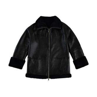 Just things we like Eiko Lambskin Shearling Jacket - Dames - Leren en Su&egrave;de Jassen - Zwart - M - Wol - Jassen