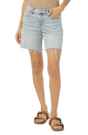 Silver Jeans Co Suki Raw Hem Mid Thigh Denim Shorts in Palma at Nordstrom, Size 24